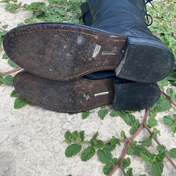 Vince Camuto leather knee high campus riding boots size 9 lace up edgy - Picture 8 of 13